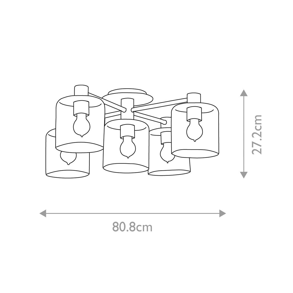 Потолочный светильник цвета латунь с пятью прозрачными цилиндрическими плафонами Hinkley в Волгограде