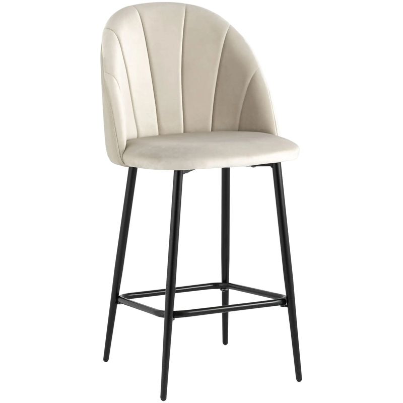 Барный Стул Balsari S Chair Молочный Велюр Молочный Черный в Волгограде | Loft Concept 
