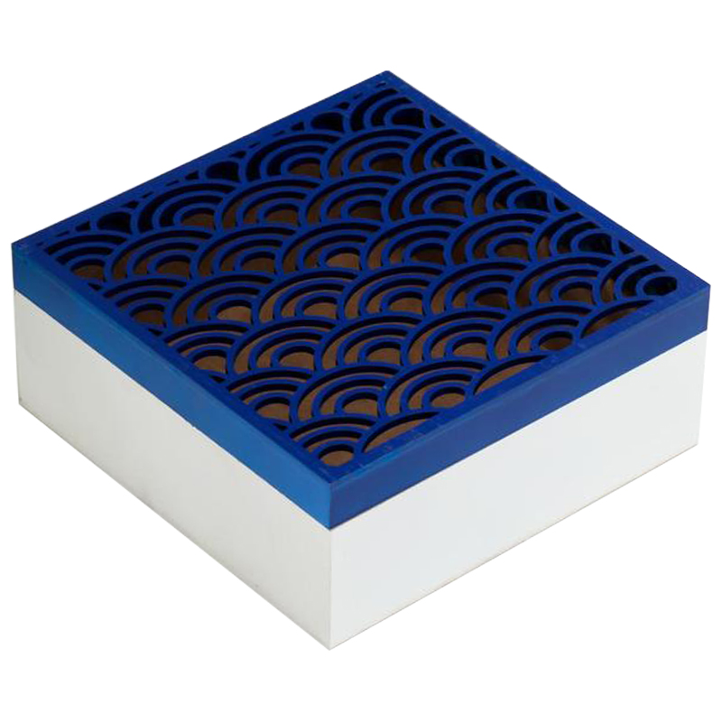 Шкатулка Deep Blue Scales Pattern Box Белый Синий Шкатулка Deep Blue Scales Pattern Box Белый Синий в Волгограде | Loft Concept