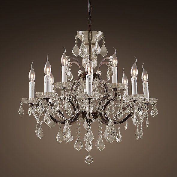 Люстра 19TH C. ROCOCO IRON & CLEAR CRYSTAL 12 Прозрачное Стекло Бурая ржавчина в Волгограде | Loft Concept 