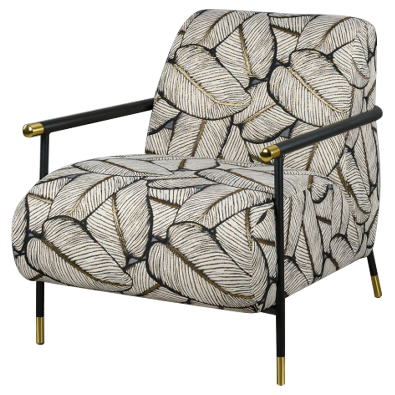 Кресло с Цветным принтом Листья Foliage Armchair Grey Серый ivory ( слоновая кость ) Черный Золотой Кресло с Цветным принтом Листья Foliage Armchair Grey Серый ivory ( слоновая кость ) Черный Золотой в Волгограде | Loft Concept