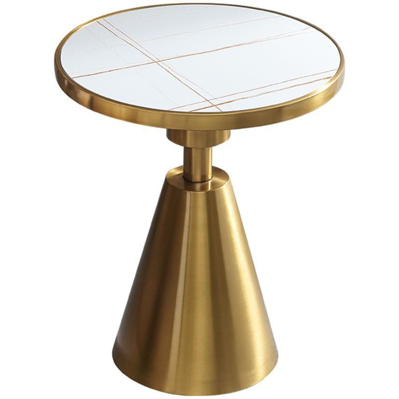 Круглый приставной стол Charmaine Side Table Латунь Белый Круглый приставной стол Charmaine Side Table Латунь Белый в Волгограде | Loft Concept