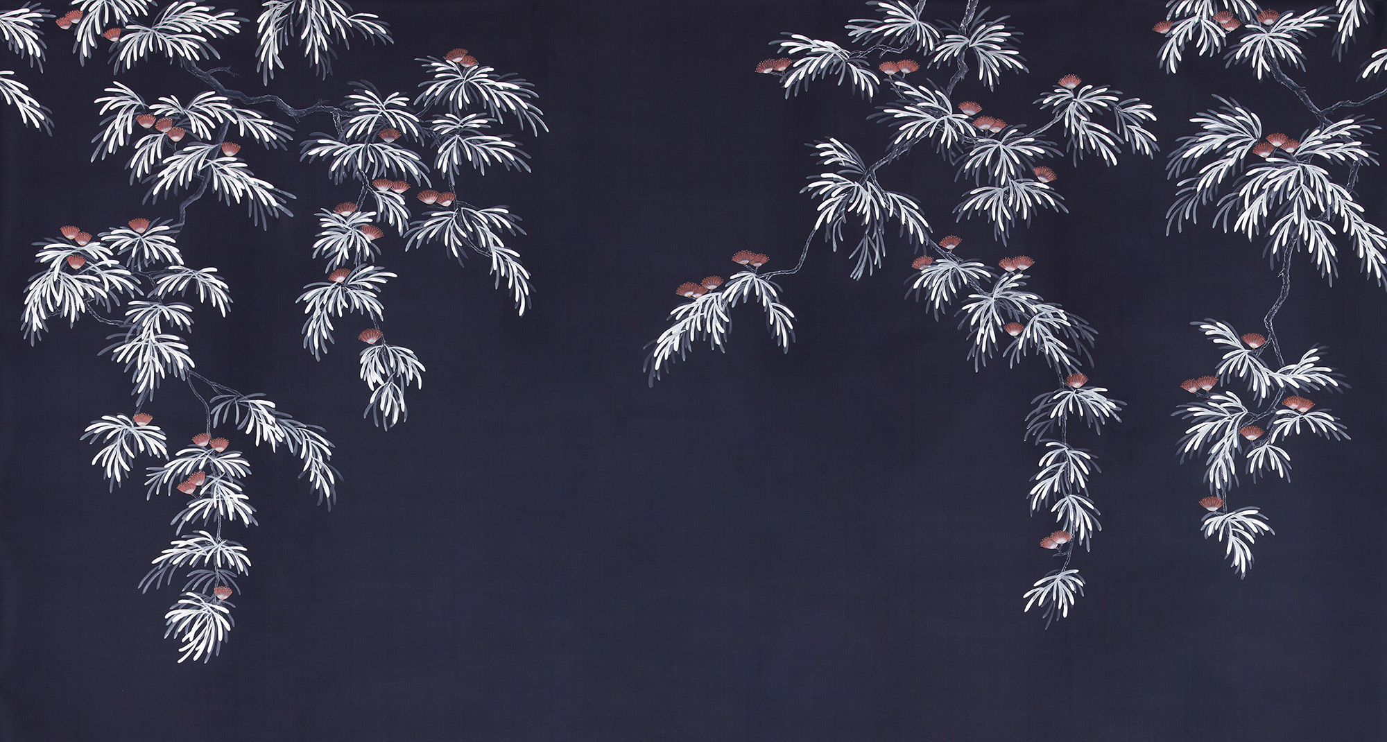 Обои ручная роспись Silk Tree Special Colourway on Empire Blue dyed silk Обои ручная роспись Silk Tree Special Colourway on Empire Blue dyed silk - постер Loft-Concept в Волгограде