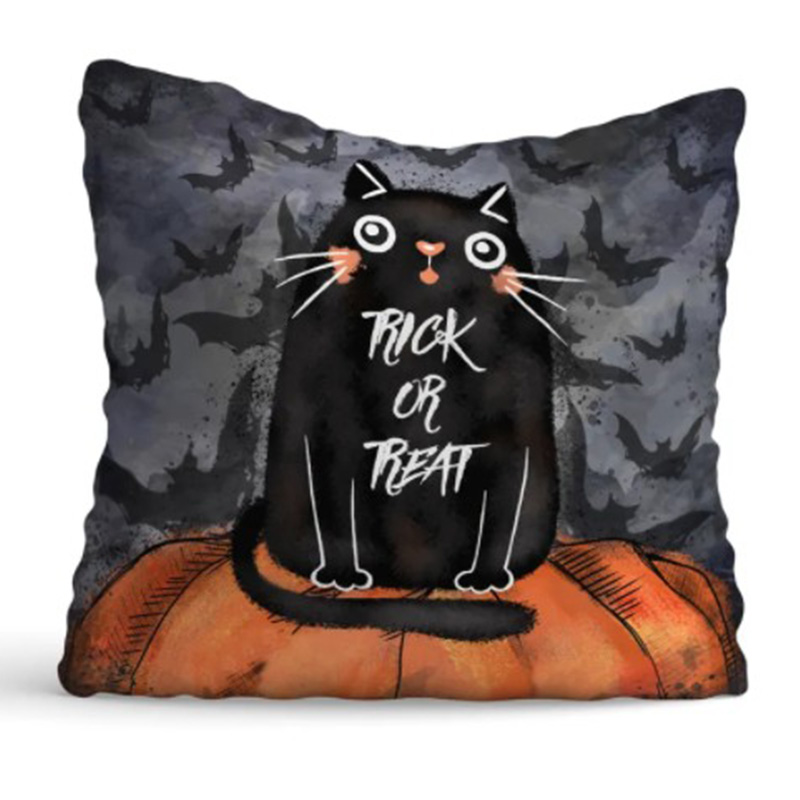 Подушка Halloween Trick or Treat Cat Черный Оранжевый Серый Подушка Halloween Trick or Treat Cat Черный Оранжевый Серый в Волгограде | Loft Concept