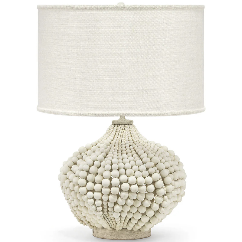 Настольная лампа с абажуром и каркасом из белых деревянных бусин White Wooden Beads Table Lampshade Белый Настольная лампа с абажуром и каркасом из белых деревянных бусин White Wooden Beads Table Lampshade Белый в Волгограде | Loft Concept