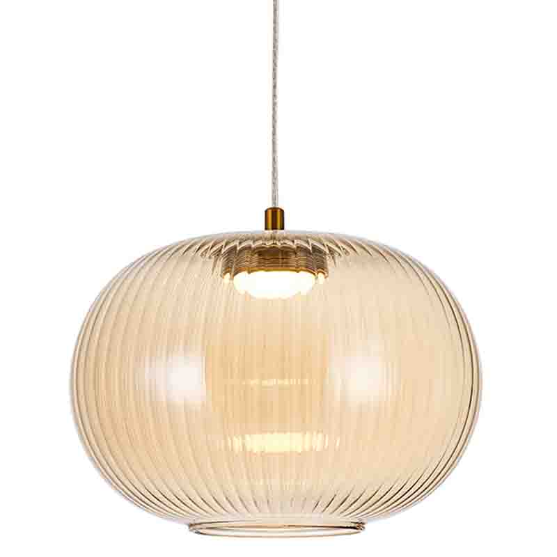 Подвесной светильник с янтарным рифленым стеклянным плафоном Ferm Living Янтарный Латунь Подвесной светильник с янтарным рифленым стеклянным плафоном Ferm Living Янтарный Латунь в Волгограде | Loft Concept