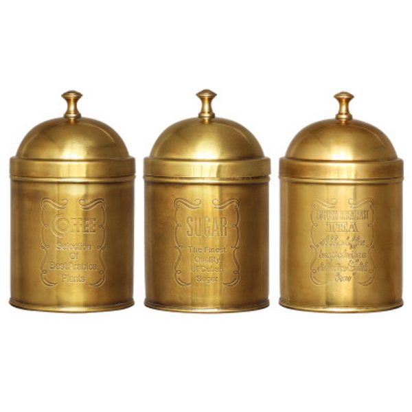Набор банок Kitchen Canister Sets Brass Латунь Набор банок Kitchen Canister Sets Brass Латунь в Волгограде | Loft Concept