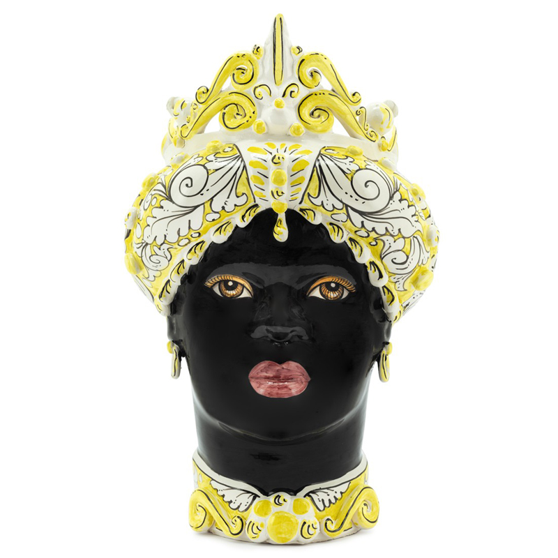 Ваза VASE MORO LADY MEDIUM yellow Черный Белый Желтый Ваза VASE MORO LADY MEDIUM yellow Черный Белый Желтый в Волгограде | Loft Concept
