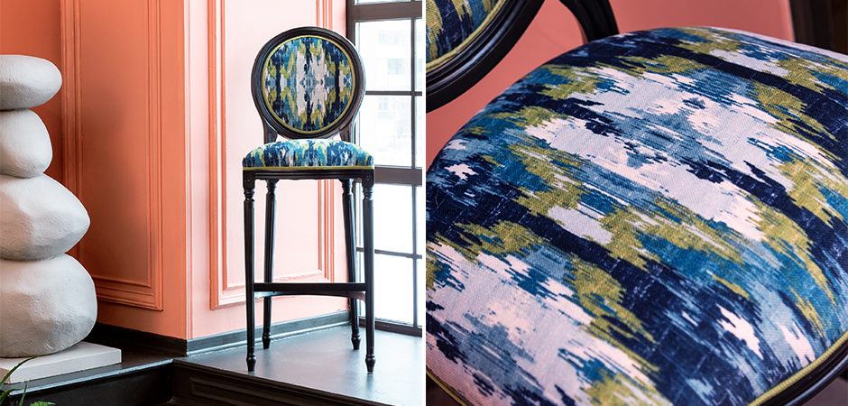 Барный стул с сине-зеленым узором Ikat Pattern Барный стул с сине-зеленым узором Ikat Pattern - Loft-Concept в Волгограде