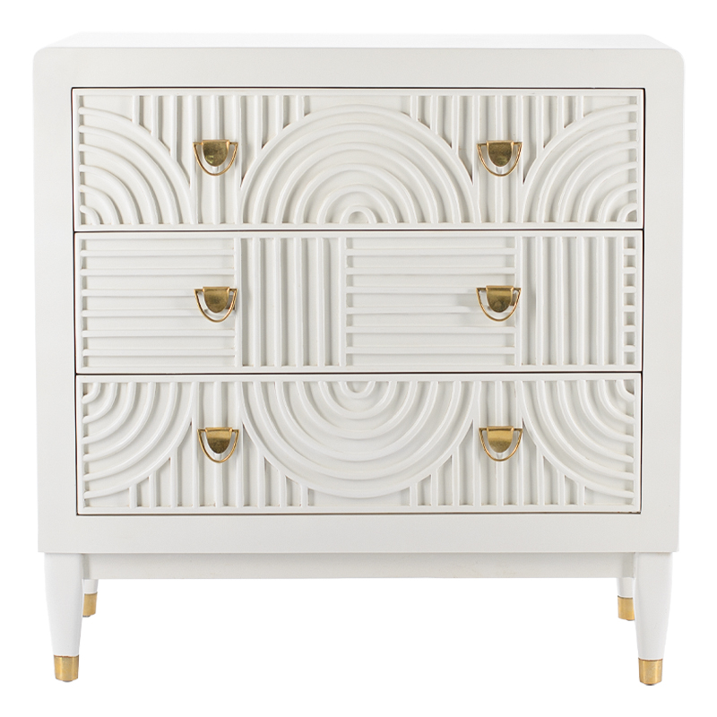 Комод с 3-мя ящиками Seymour Chest Of Drawers white Белый Белый Латунь Комод с 3-мя ящиками Seymour Chest Of Drawers white Белый Белый Латунь в Волгограде | Loft Concept