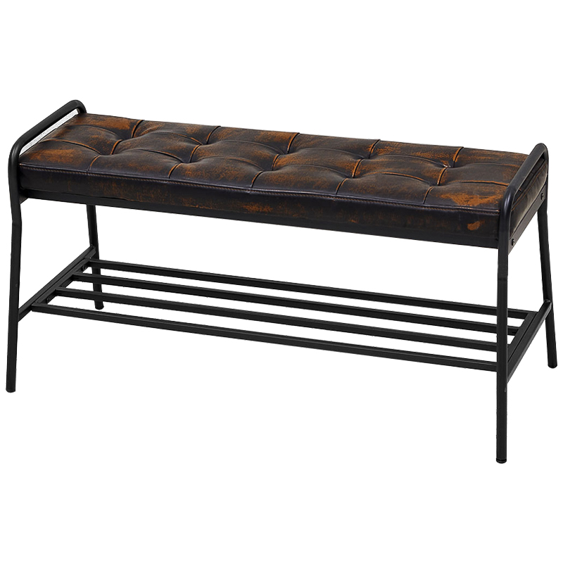 Банкетка с полкой Tomlin Bench Коричневый винтаж Черный Банкетка с полкой Tomlin Bench Коричневый винтаж Черный в Волгограде | Loft Concept