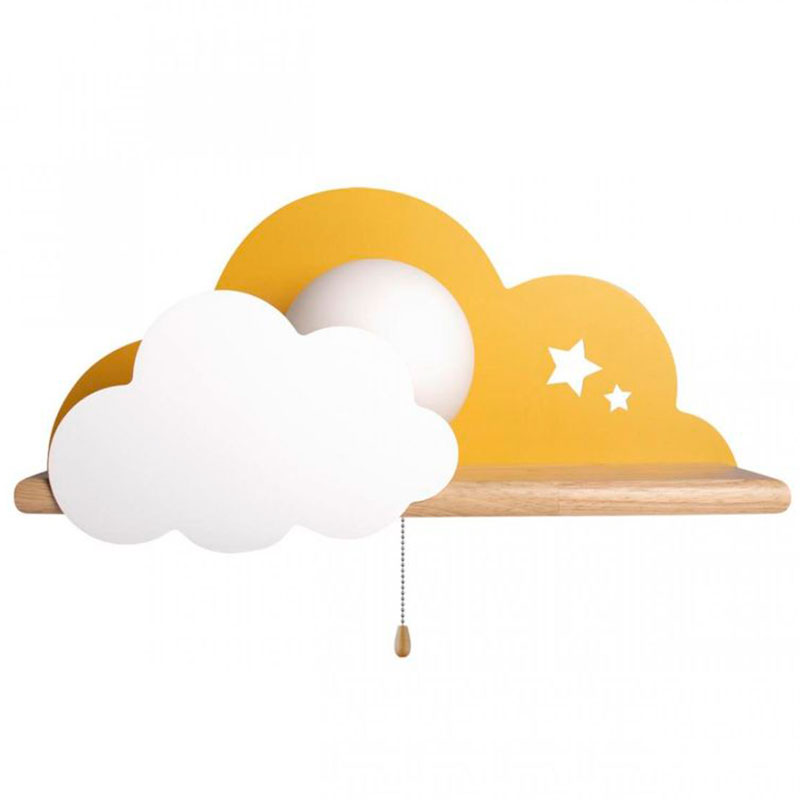 Бра с полкой желтое Облако Wall Lamp Yellow Cloud Желтый Древесина Бра с полкой желтое Облако Wall Lamp Yellow Cloud Желтый Древесина в Волгограде | Loft Concept