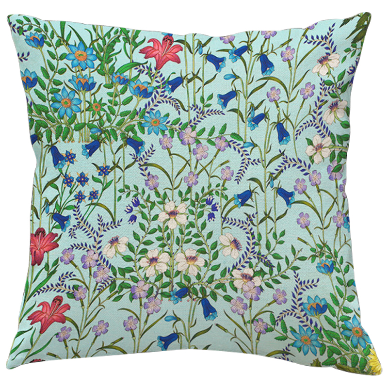 Декоративная подушка Стиль Gucci Wildflowers Blue Светло-голубой Мульти Декоративная подушка Стиль Gucci Wildflowers Blue Светло-голубой Мульти в Волгограде | Loft Concept