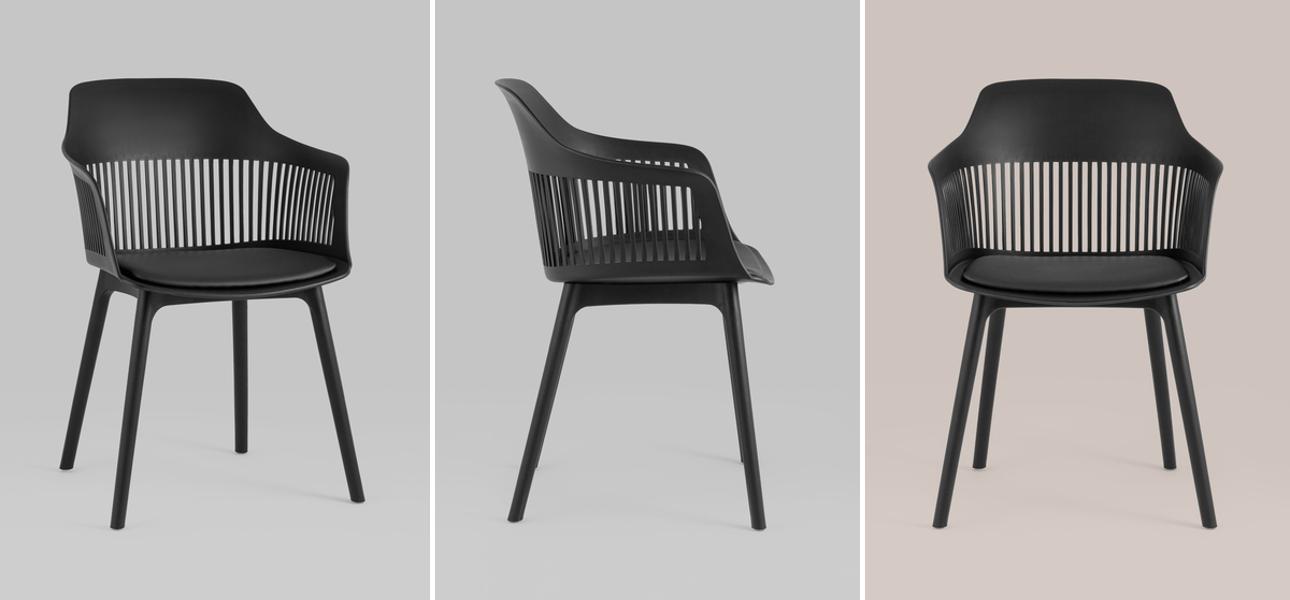 Стул Crocus Chair Черный цвет Велюровая подушка - фото