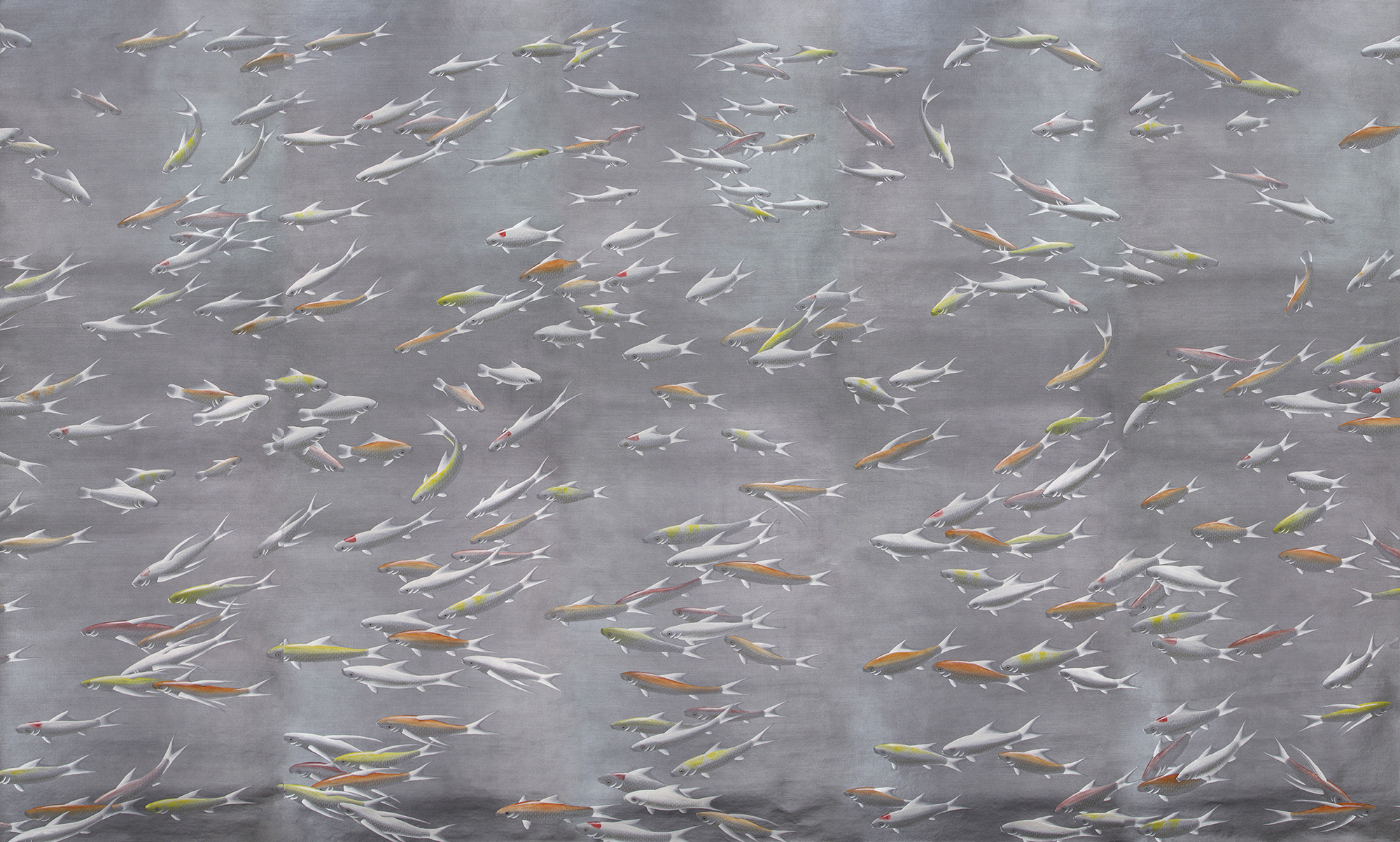 Обои ручная роспись Fishes Koi on Flash metallic Xuan paper Обои ручная роспись Fishes Koi on Flash metallic Xuan paper - постер Loft-Concept в Волгограде