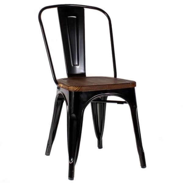 Кухонный стул Tolix Chair Wood Black Черный Коричневый Кухонный стул Tolix Chair Wood Black Черный Коричневый в Волгограде | Loft Concept