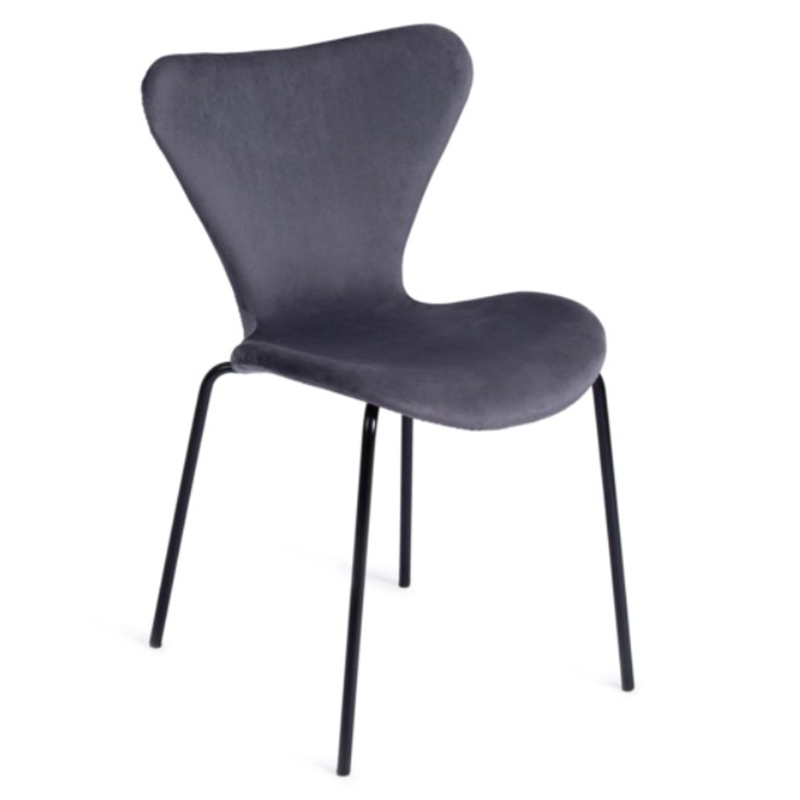 Стул Julissa Grey-Blue Chair флок Серо-голубой Черный Стул Julissa Grey-Blue Chair флок Серо-голубой Черный в Волгограде | Loft Concept
