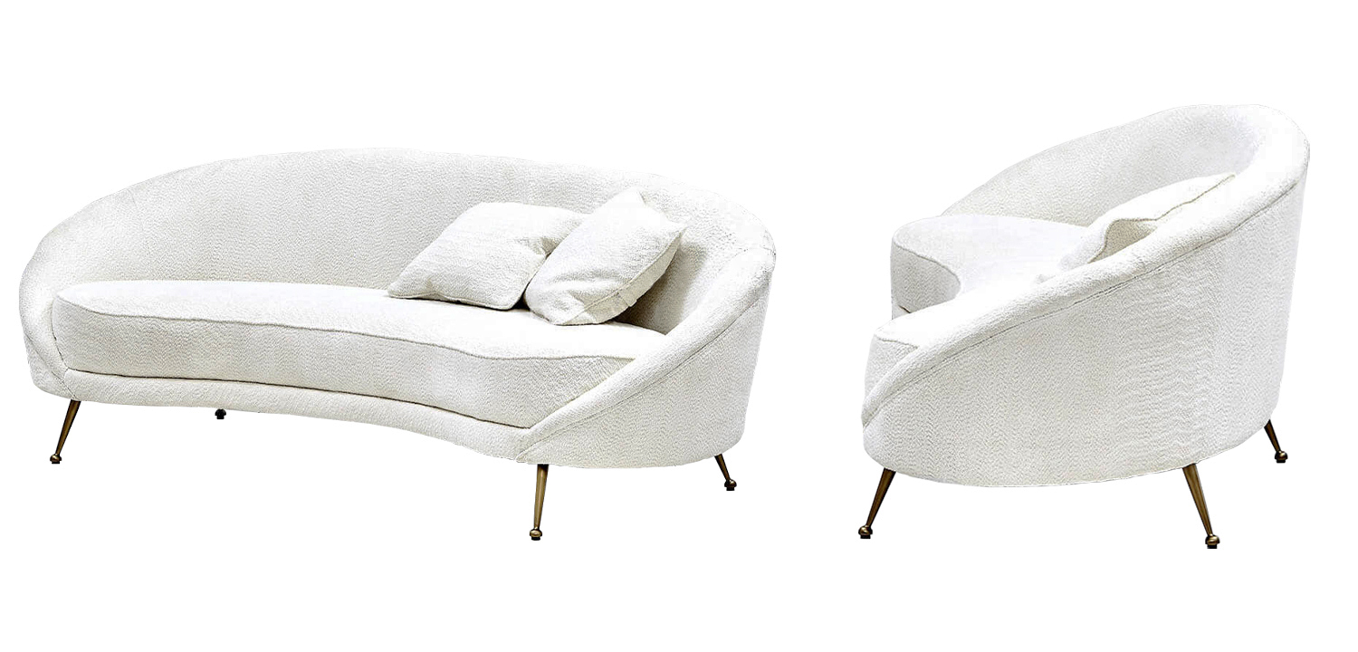 Диван с обивкой из ткани букле Manuel Sofa Белый - фото №1