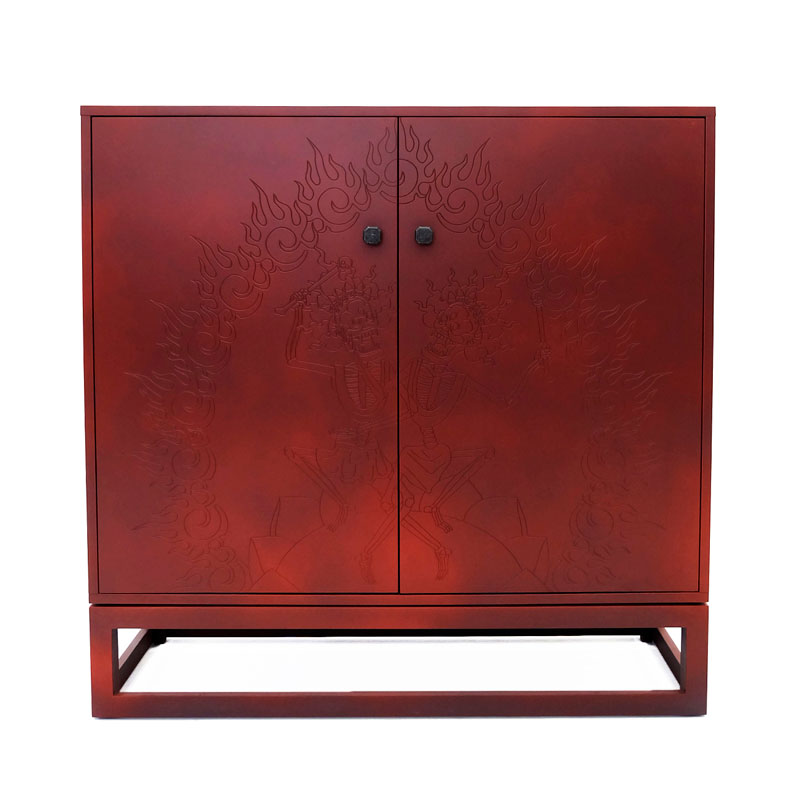 Красный комод с рельефным рисунком Red Dresser India Красный в Волгограде | Loft Concept 