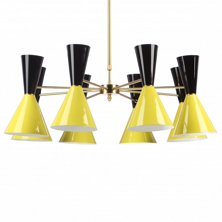 Люстра CAIRO Chandelier 8 Armblack black and yellow Черный Желтый Латунь Люстра CAIRO Chandelier 8 Armblack black and yellow Черный Желтый Латунь в Волгограде | Loft Concept