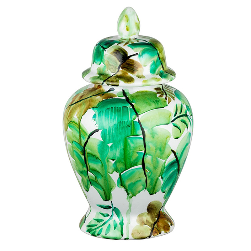 Ваза Vase Green Leaves 43 Зеленый Белый Ваза Vase Green Leaves 43 Зеленый Белый в Волгограде | Loft Concept