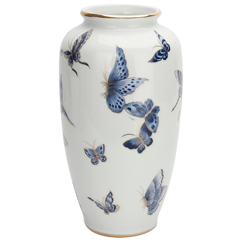 Ваза Porcelain Butterfly Blue and Gold Vase Белый Светло-синий Золотой Ваза Porcelain Butterfly Blue and Gold Vase Белый Светло-синий Золотой в Волгограде | Loft Concept