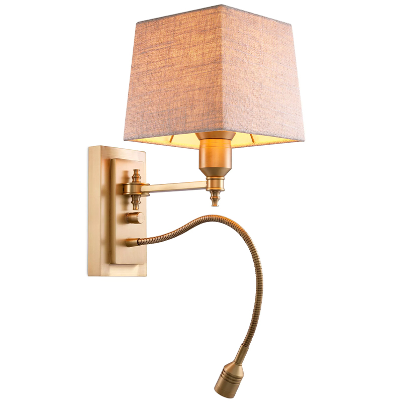 Бра Eichholtz Wall Lamp Ellington Brass Бежево-серый Латунь Бра Eichholtz Wall Lamp Ellington Brass Бежево-серый Латунь в Волгограде | Loft Concept