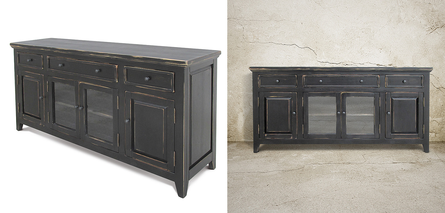 Комод длинный в стиле прованс Geronimo Provence HARMONIE Weathered Charcoal long - фото