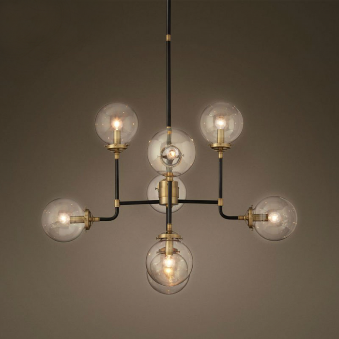 Люстра Bistro Globe Clear Glass Chandelier 8 Черный Люстра Bistro Globe Clear Glass Chandelier 8 Черный в Волгограде | Loft Concept