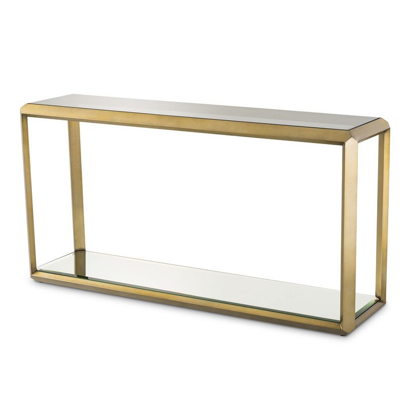 Консоль Eichholtz CONSOLE TABLE CALLUM Латунь Стекло Смок в Волгограде | Loft Concept 