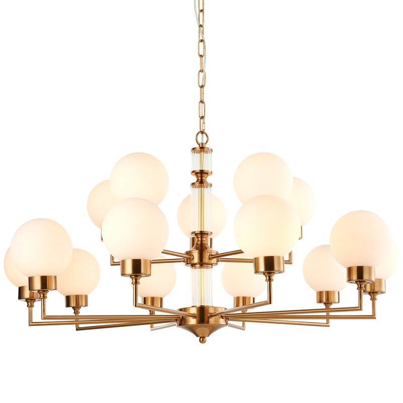 Люстра Zibille Chandelier Brass 93 Латунь Белое матовое стекло Прозрачный Люстра Zibille Chandelier Brass 93 Латунь Белое матовое стекло Прозрачный в Волгограде | Loft Concept
