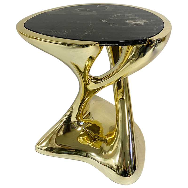 Приставной стол Molten Gold Side Table Глянцевое золото Черный Мрамор Nero Приставной стол Molten Gold Side Table Глянцевое золото Черный Мрамор Nero в Волгограде | Loft Concept