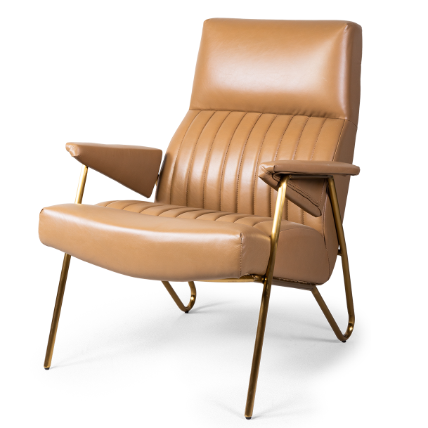 Кресло Solonar light brown leather Коричневый Глянцевое золото Кресло Solonar light brown leather Коричневый Глянцевое золото в Волгограде | Loft Concept