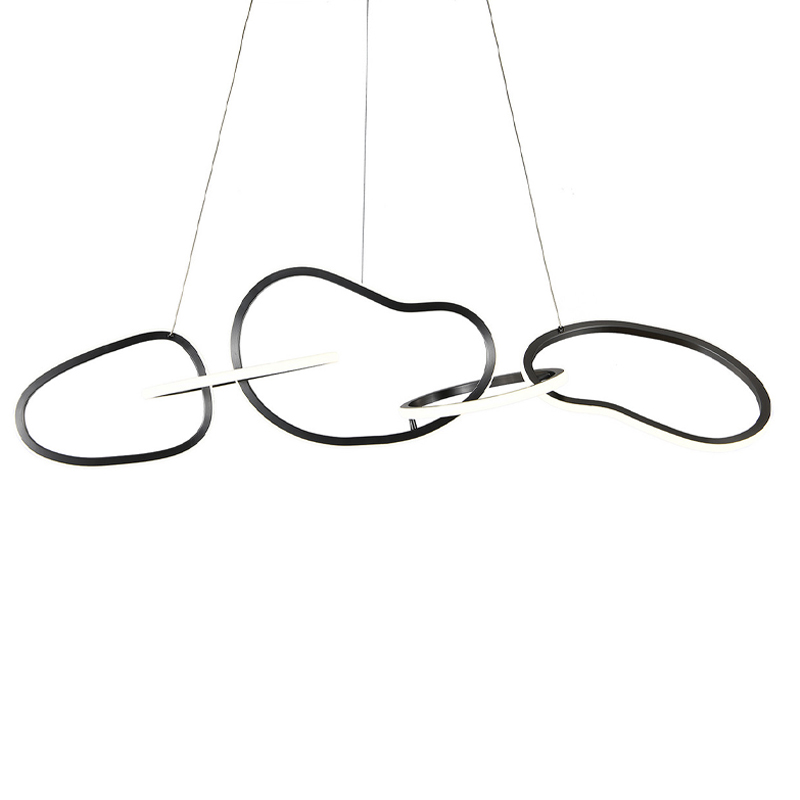 Люстра подвесная 5-ю асимметричными кольцами черного цвета Ring Horizontal Черный Белый Люстра подвесная 5-ю асимметричными кольцами черного цвета Ring Horizontal Черный Белый в Волгограде | Loft Concept
