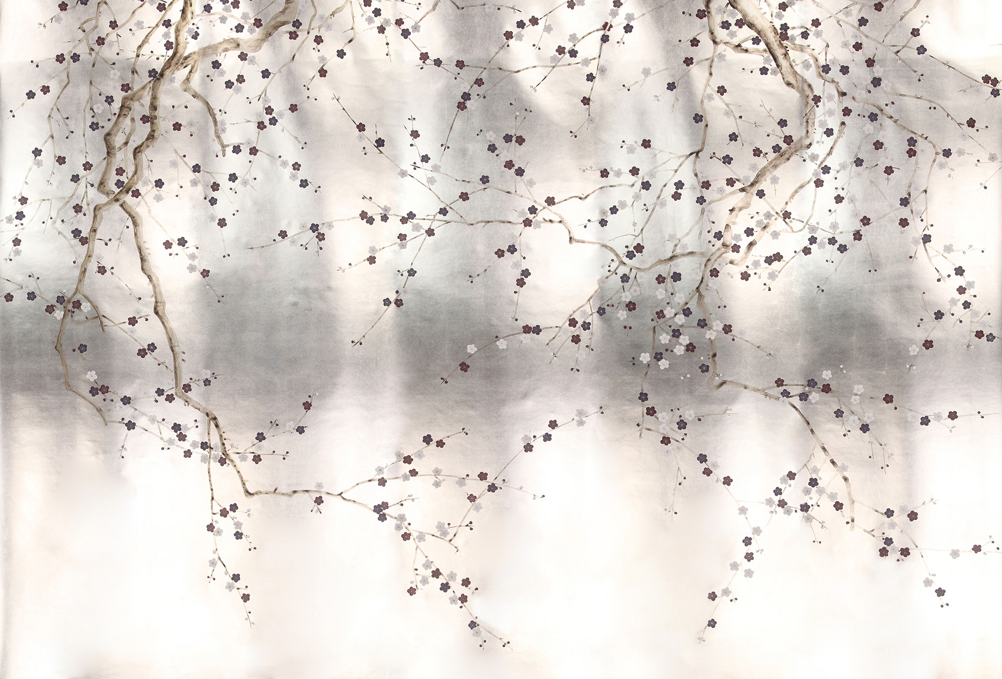 Обои ручная роспись Plum Blossom Lavender on Tarnished Silver gilded paper Обои ручная роспись Plum Blossom Lavender on Tarnished Silver gilded paper - постер Loft-Concept в Волгограде