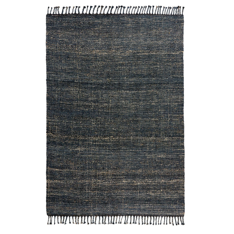 Ковер с бахромой Carpet blue 100% джут Бежевый Темно-синий в Волгограде | Loft Concept 