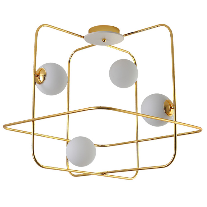 Люстра Broken Squares Balls Brass Белый Латунь Люстра Broken Squares Balls Brass Белый Латунь в Волгограде | Loft Concept