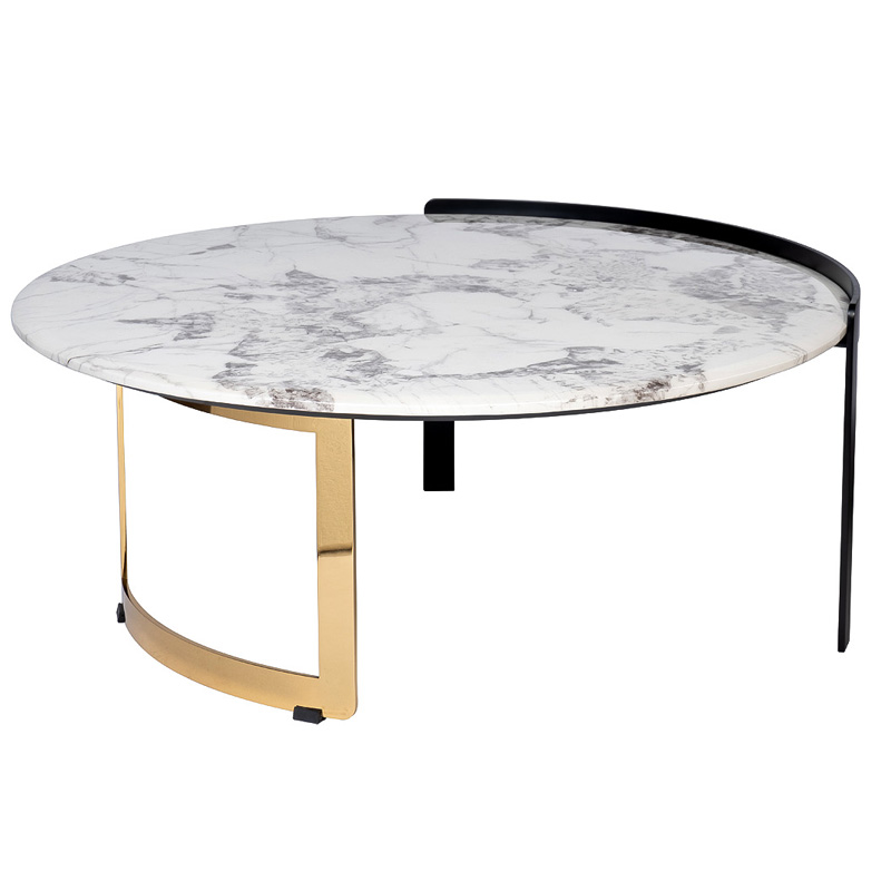 Кофейный стол Rodgeir Coffee Table Черный Глянцевое золото Белый Мрамор Bianco Кофейный стол Rodgeir Coffee Table Черный Глянцевое золото Белый Мрамор Bianco в Волгограде | Loft Concept
