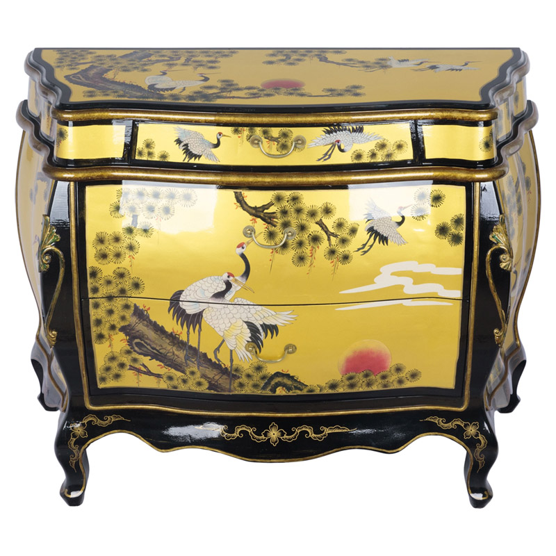 Китайский комод с журавлями Grus chest of drawers Черный Золотой Китайский комод с журавлями Grus chest of drawers Черный Золотой в Волгограде | Loft Concept