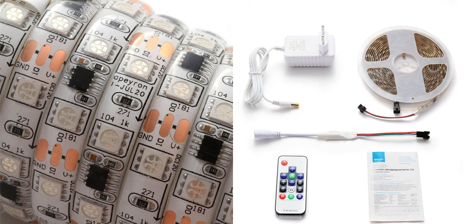 Комплект светодиодной влагозащищенной ленты 14,4W/m 60Led/m 5050SMD разноцветный 5 метров Комплект светодиодной влагозащищенной ленты 14,4W/m 60Led/m 5050SMD разноцветный 5 метров - Loft-Concept в Волгограде