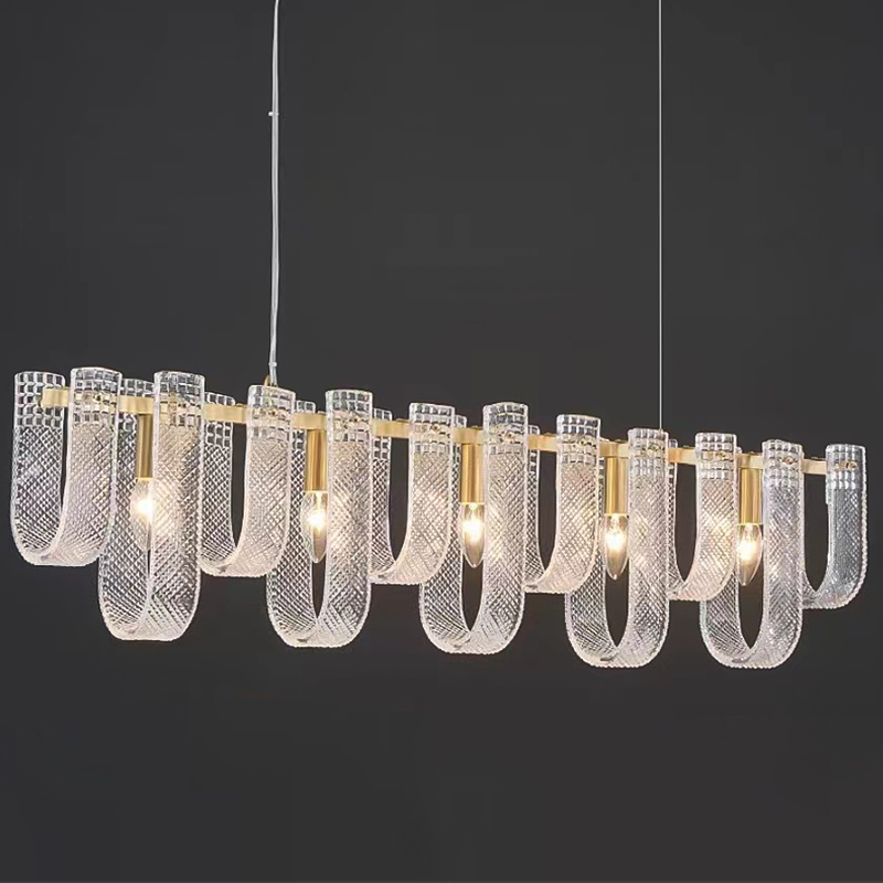 Линейная Люстра Prudence Textured Glass Linear Chandelier B Прозрачное Стекло Золотой Линейная Люстра Prudence Textured Glass Linear Chandelier B Прозрачное Стекло Золотой в Волгограде | Loft Concept