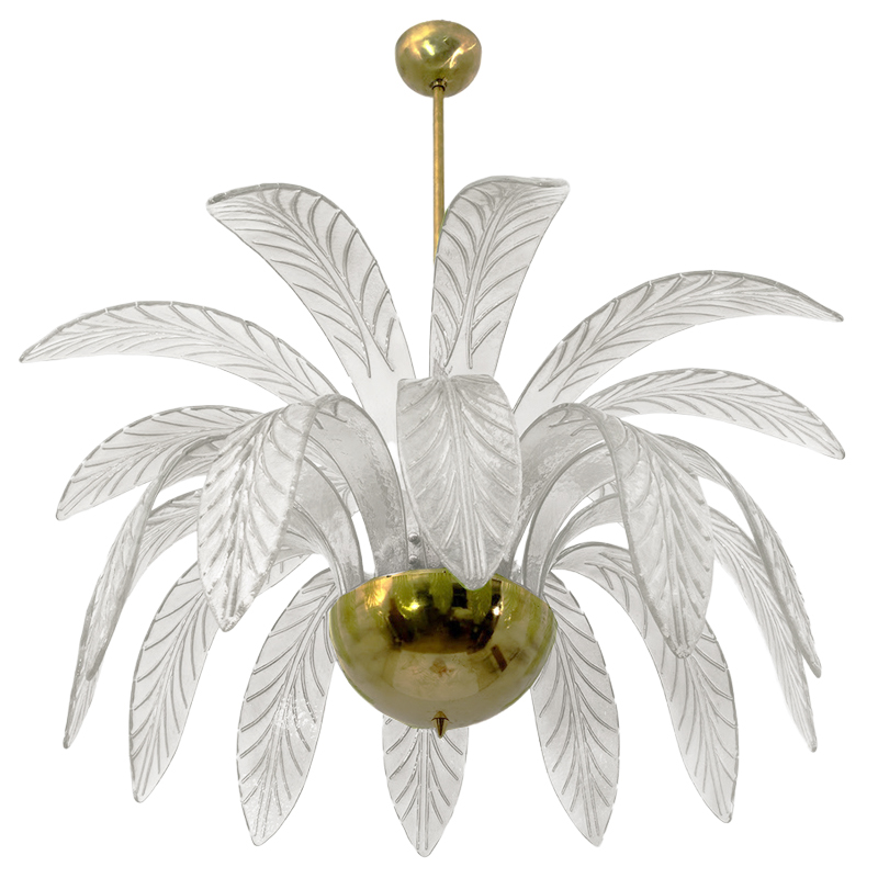 Люстра Modern Chandelier Palm White Стеклянные Листья Пальмы  Золотой Белое матовое стекло в Волгограде | Loft Concept 
