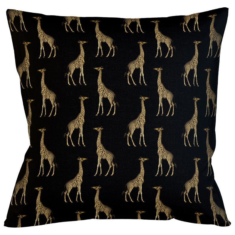 Декоративная подушка с узором из жирафов Home Safari Black Черный Коричневый Декоративная подушка с узором из жирафов Home Safari Black Черный Коричневый в Волгограде | Loft Concept