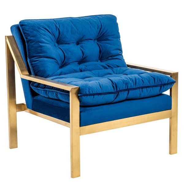 Кресло Accent Velvet Armchair Золотой Синий Кресло Accent Velvet Armchair Золотой Синий в Волгограде | Loft Concept