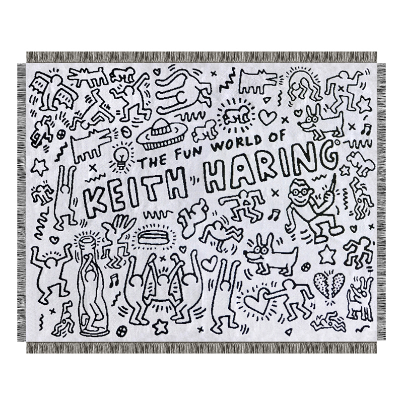 Покрывало граффити черно-белое Кит Харинг Keith Haring Bed Сover Черно-белый Покрывало граффити черно-белое Кит Харинг Keith Haring Bed Сover Черно-белый в Волгограде | Loft Concept