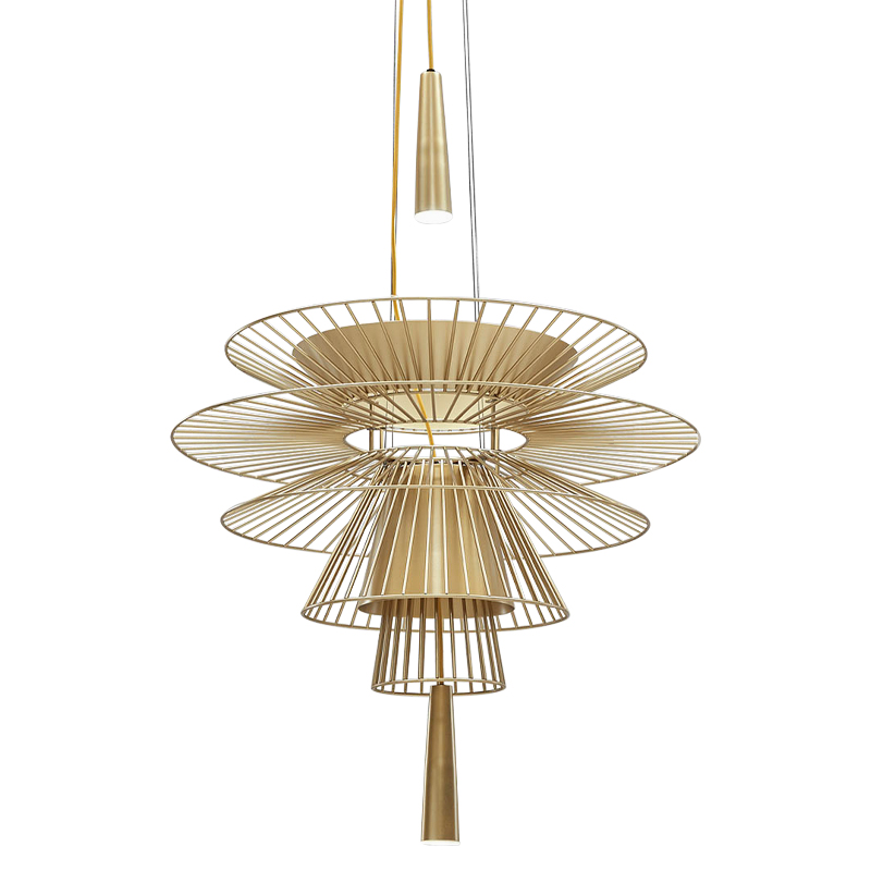 Люстра с металлическим плафоном Shade Metal Chandelier Золотой Люстра с металлическим плафоном Shade Metal Chandelier Золотой в Волгограде | Loft Concept