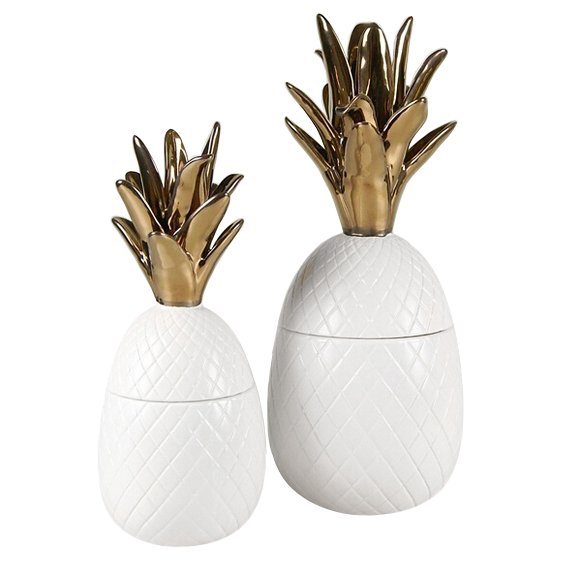 Ваза настольная Pineapple White Белый Золотой Ваза настольная Pineapple White Белый Золотой в Волгограде | Loft Concept