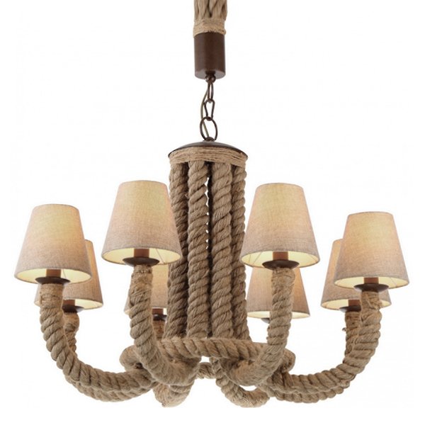 Люстра Rattan Chandelier 8 Loft Rope Light Люстра Rattan Chandelier 8 Loft Rope Light в Волгограде | Loft Concept