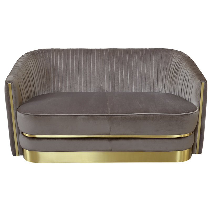 Диван двухместный велюр Bolger sofa Серый Золотой Диван двухместный велюр Bolger sofa Серый Золотой в Волгограде | Loft Concept