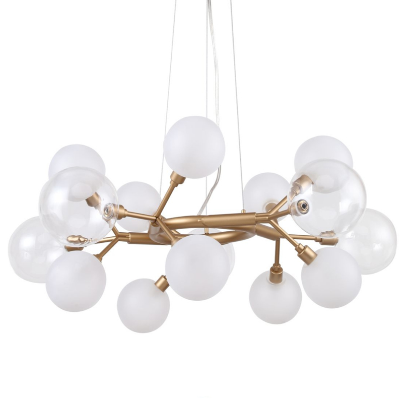Люстра Berries Chandelier White 68 матовое золото Прозрачный Прозрачный белый Люстра Berries Chandelier White 68 матовое золото Прозрачный Прозрачный белый в Волгограде | Loft Concept